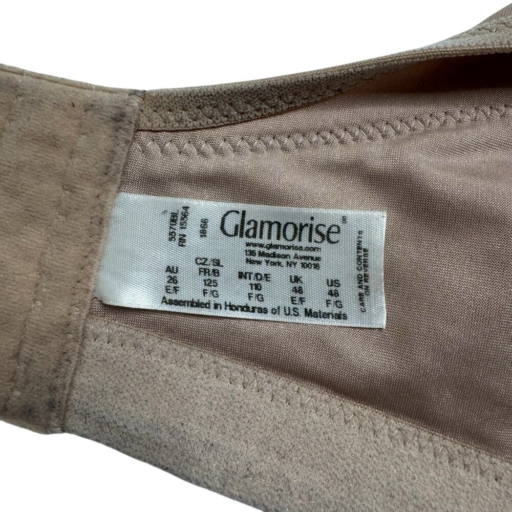 GLAMORISE Cross Front Wireless Comfort Bra in Beige Size 48 F/G Adjustable Strap - Picture 5 of 6